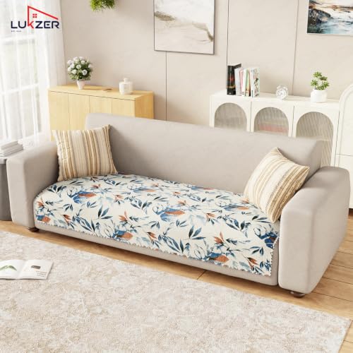 Image of Lukzer 1 Seater Sofa Cover Mat Reversible Quilted Sofa Seat Protector with WaveEdge Ultrasonic Cut - Marble Mesh - Washable Anti-Slip Sofa Throw for Living Room Couch Cover 60 x 85 CM /SC-204-01WE