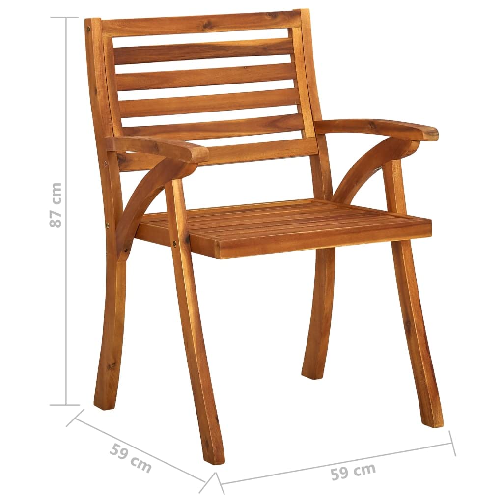 Set 3 Sedie da Pranzo da Giardino in Legno di Acacia con Cuscini | Poltrone da esterno con cuscini blu ideali per arredare il terrazzo, balcone o patio durante i pranzi all'aperto.