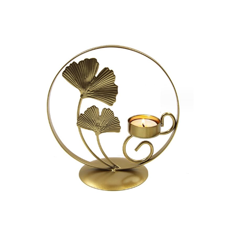 Tealight Holder Metal Ginkgo Tealight Candle Holder Tea Light Candle Holders for Home Tabletop Decorations Holiday Table Display Kitchen Thanksgiving Christmas Decor Gold - Image 5