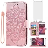 Asuwish Compatible with Moto Z2 Play Wallet Case and Tempered Glass Screen Protector Flip Cover Card...