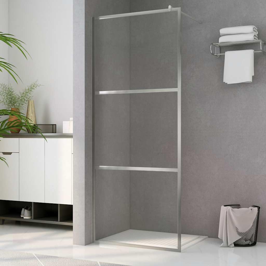 Ścianka prysznicowa z przezroczystego szkła ESG 5 mm do kabiny prysznicowej 115 x 195 cm z aluminiową ramą, regulowana, łącznie z drążkiem podporowym, ochrona przed pryskaniem i stabilna