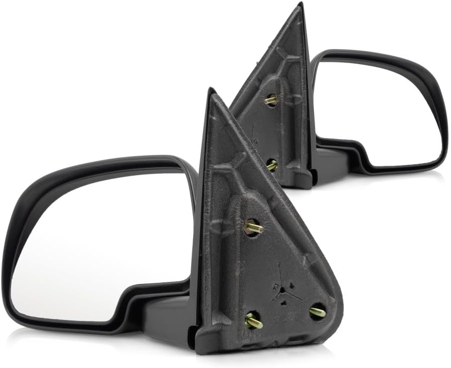 For Chevy Silverado 1500 1999-2007 Door Mirror Driver and Passenger Side | Pair | Manual | Black | Textured | Replacement For 25876714, 25876715 | GM1320230, GM1321230