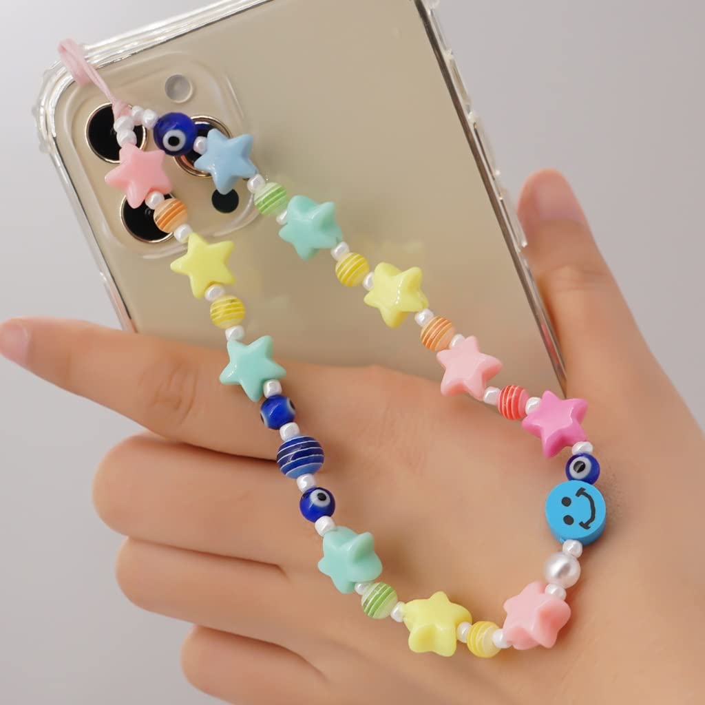 Cordón para teléfono móvil con Cuentas a Rayas degradadas de Color de 8 mm Cordón de Cadena para teléfono acrílico (Gris Claro Gris Claro)