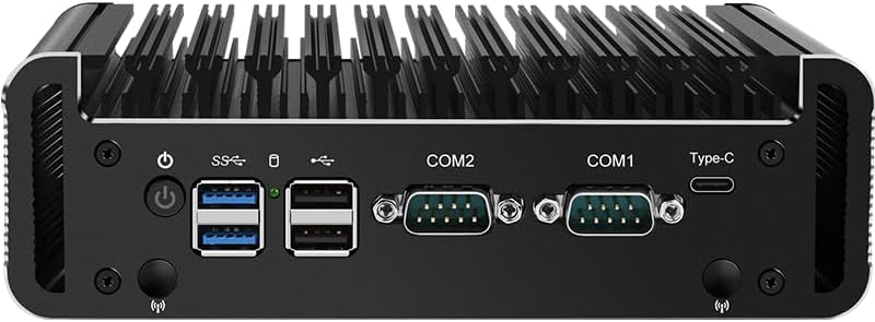 Fanless Mini PC with 5 * I226-V 2.5G LANs,Celeron J6413,NO RAM(DDR4) NO SSD(M.2 NVMe),Mini Desktop Computer Support Home Industry Business,4K HD/DP/Type-C Display,2*USB3.0,2*SATA3.0,2 RS232 COM