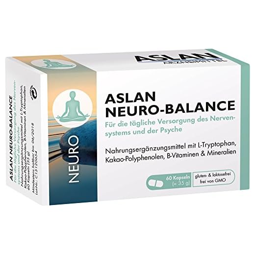 Aslan Neuro-Balance (60 Kapseln) - Nahrungsergänzungsmittel mit L-Tryptophan Vitamin B-Komplex für das Nervensystem, die Psyche und für ein schnelleres Einschlafen