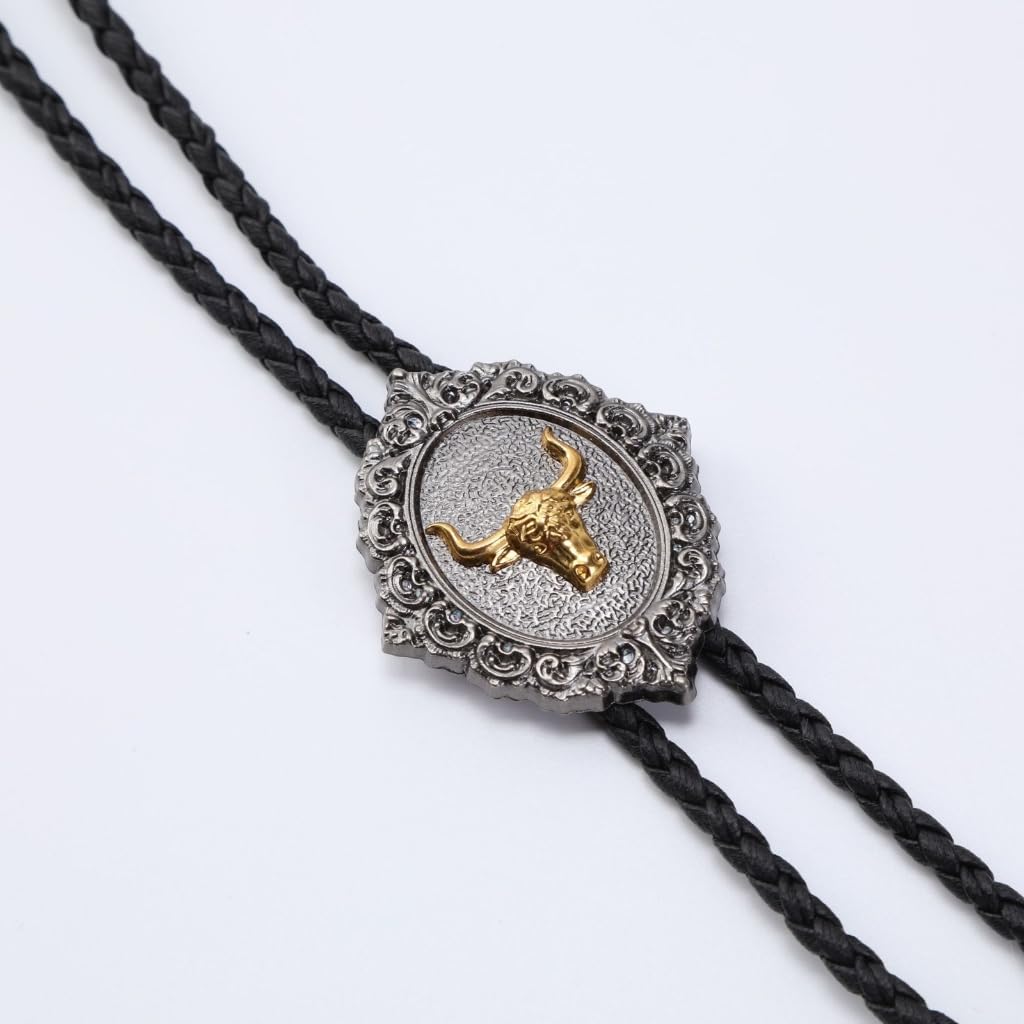 Cravatte da Cowboy, Collana con Ciondolo Forma di Distintivo Mucca e Cavallo