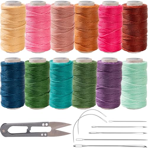 Bonded Round Waxed Thread Waxed Polyester Thread Set with Sewing Needles