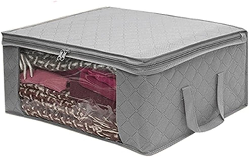JSEIAJB Non-Woven Fabric Blanket Organizer Quilt Storage Bag Blanket Storage Bags With Duvet Storage Bed Storage(Gray)