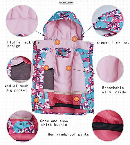 Image of Girls /Boys Snowsuits Hooded Insulated Windproof Winer Coats Ski Jacket Snow Pants Set