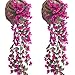 KiKiHong 2 Pezzi Fiori Artificiali Pendenti 85 cm,Fiori Artificiali da Interno per Matrimoni,Home Decor,Giardino(Rosso-Viola) immagine