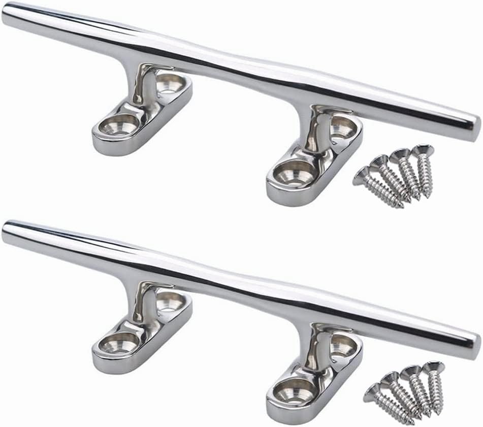MIZUGIWA Boat Cleats Stainless Steel 4 inch 5 inch 6 inch 8inch Marine Dock Cleat Open Base with Fasteners for Boat Docks,Decks,Kayaks,Marine, Silver/