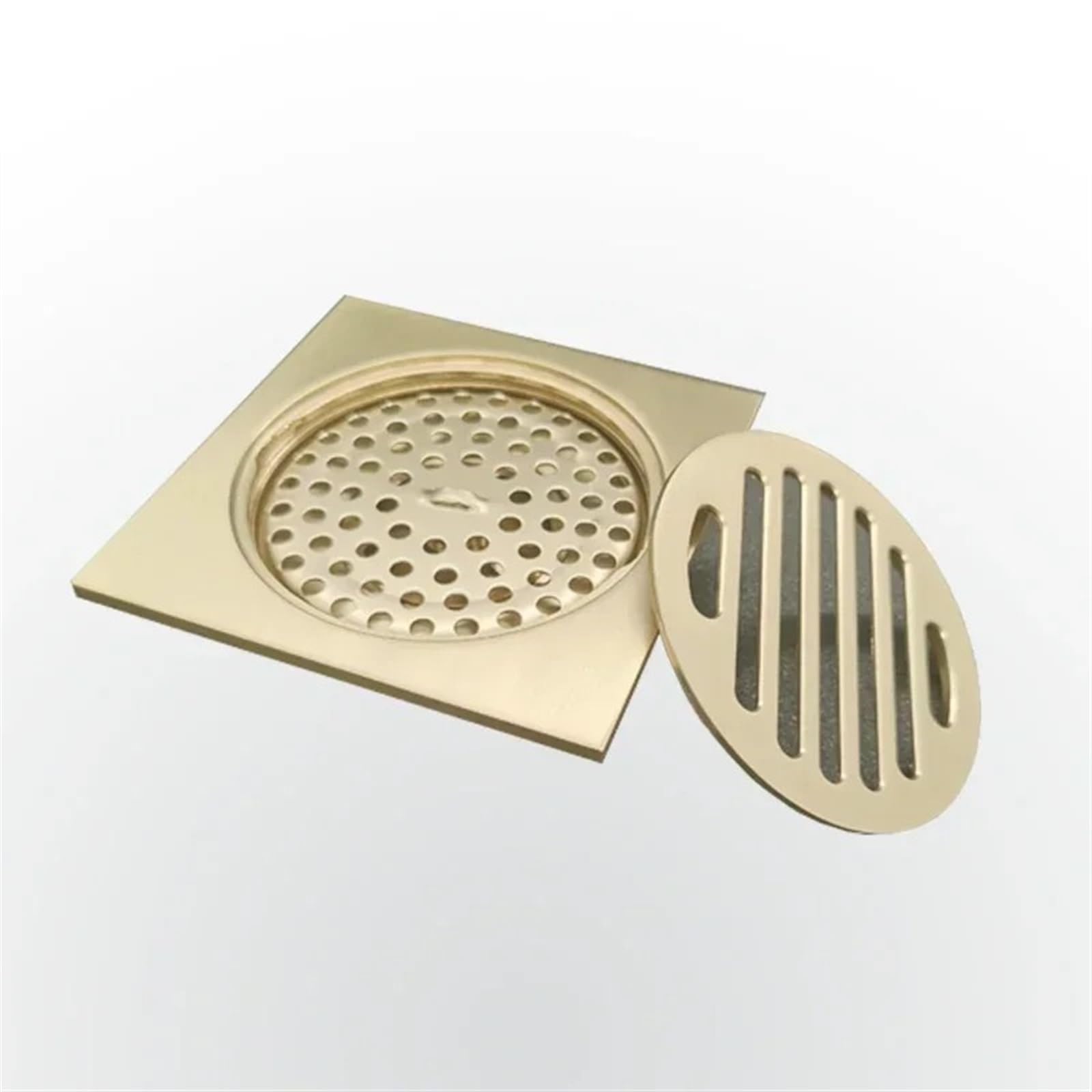 Drain de sol pour salle de bains et cuisine style industriel or rose et noir mat