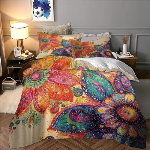 Housse de Couette Flamant Rose Microfibre Résistante Anti-Pli Parure de Lit 200x200