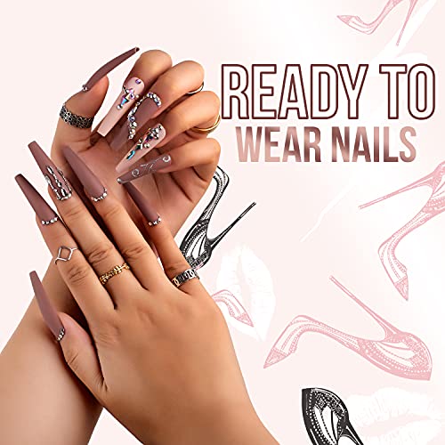 Makartt Nail Glue Nail Adhesive Glue For Fake Nails Broken Nails Repair 0.07Oz 40Pcs Bundle With Press On Nails Kit Long Acrylic Nail Tips Glue On Nails Nude Pink Coffin False Nails 12 Sizes 24 Pcs #TOP5