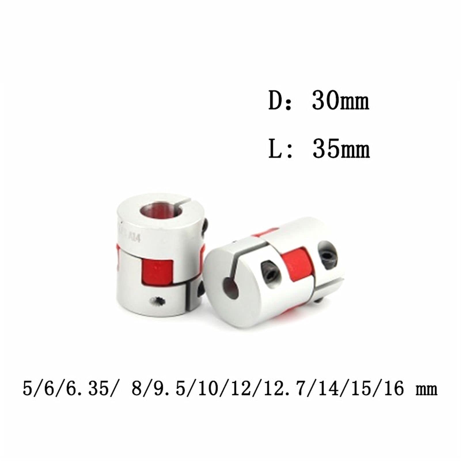 SUOFEILAIMU-PHONE CASE Metal Coupler 1PC D30L35 10 * 14mm 5/6/6.35/8/9.5/10/12/12.7/14/15/16mm Flexible Shaft Coupling for CNC Stepper Motor (Inner Diameter : 6X16)