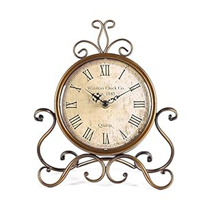 HZDHCLH Vintage Table Clocks for Living Room Bedroom Decor, Silent Decorative Farmhouse Shelf Clock Battery Operated, Small Rustic Mantel Clock with Roman Numerals