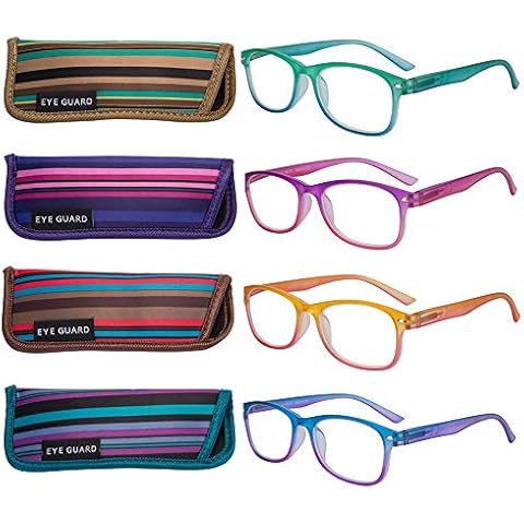 EYEGUARD 4 Pack Reading Glasses for Women Fashion Colorful Gradient Readers Cover