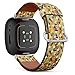 CJBROES Replacement Leather Watch Band, Compatible with Fitbit Versa 3 and Fitbit Sense of Wristband Bracelet Accessory - Color Easter Eggs