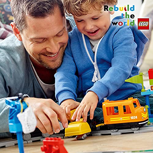 LEGO 10875 DUPLO Güterzug, „Push & Go“-Lok mit Lichtern und Geräuschen, Funktionssteinen und 2 Kranen, Spielzeug für… – Bild 7