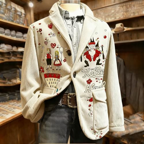 Veste de cirque multicolore homme velours côtelé pour soirée rétro