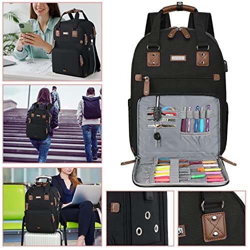 crochet bag knitting bag backpack and totes organizer with usb charging port large yarn storage tote bag