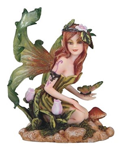 StealStreet 91959 5.25 Inch Green/Orange Fairy with Pink Butterfly, Statue Figurine