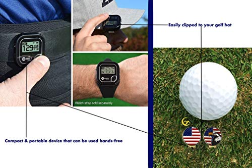 Golf Buddy Bundle Voice 2 GolfBuddy Voice2 Easy-to-Use Talking GPS, Black + 1 Custom Ball Marker Hat Clip Set (American Eagle)