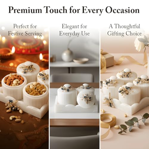 Image of Elegant Dry Fruit Container Set Of 4 with Serving Tray, Premium Snack Storage Multipurpose Dry Fruit Container Airtight Food Storage