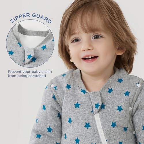 Image of Duomiaomiao 3.5 TOG Toddler Sleep Bag 12-24 Months 100% Cotton Winter Side Open Zipper Baby Sleep Sack with Feet, Warm Toddler Wearable Blanket