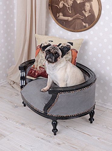 Hundebett Mopsbett Barockbett French Bully Bett Hundesofa Hundebettchen Holz 70cm cat700c19 Palazzo Exclusiv