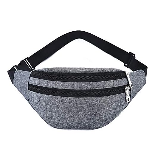 Waist Pack Bag for Men&Women - Waterproof Fanny Pack with Adjustable Strap for Workout Traveling Casual Running.(Light-Gray)