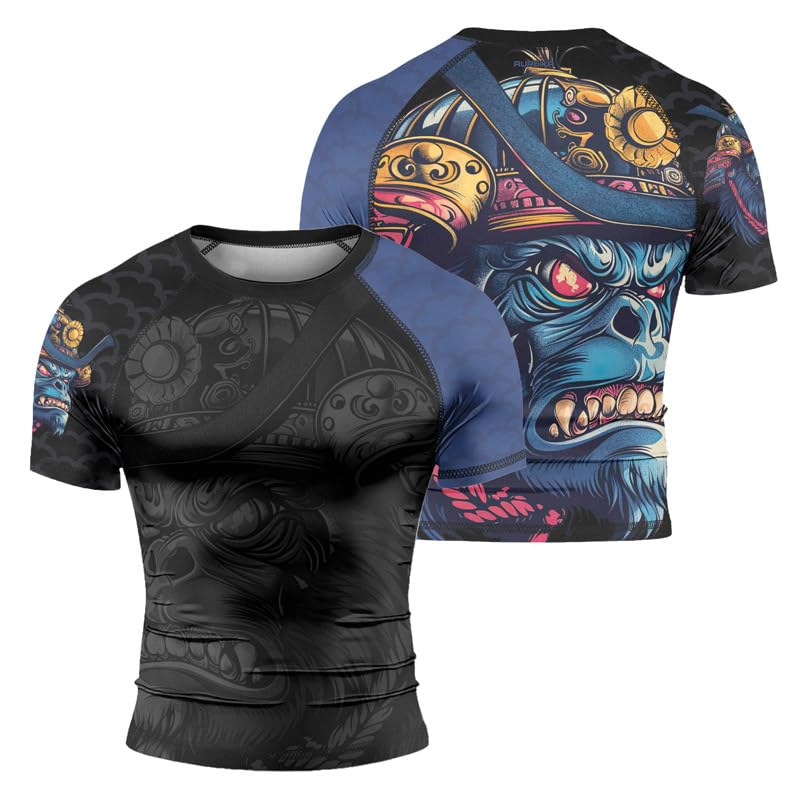 Gorilla Men’s Short Sleeve Jiu Jitsu Rashguard High-Performance Compression Shirt for BJJ MMA Wrestling and Training