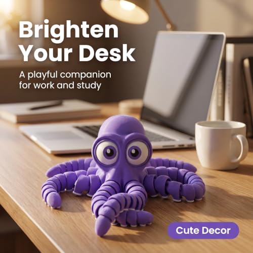 Image of 3D Printed Cute Octopus toys,Flexible Joint 3D Printed Animals(Purple) | boy toys age 6-8,Animal Figurine,Easter Basket Stuffers for Kids, 3D Printed toys, Classroom Prizes Supplies