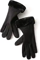 Luvas femininas para tela sensível ao toque, luvas térmicas de neve para meninas de inverno, luvas à prova de vento para dirigir para corrida ciclismo ao ar livre