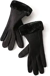 Luvas femininas para tela sensível ao toque, luvas térmicas de neve para meninas de inverno, luvas à prova de vento para dirigir para corrida ciclismo ao ar livre