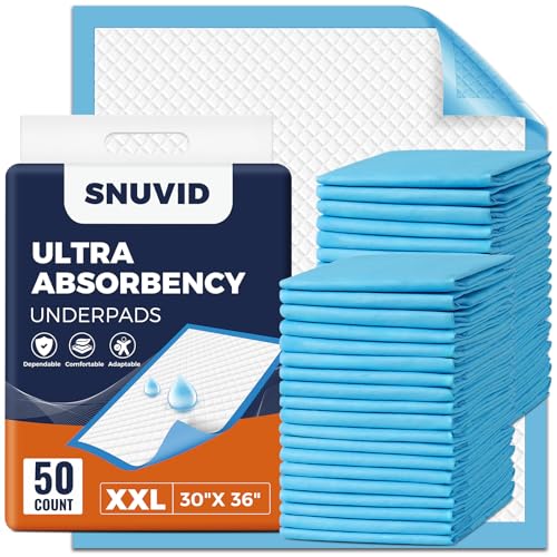 50 Pack Super Absorbent Disposable Bed Pads for Adult (30 x 36) - Ultra Thick Leakproof Chucks Underpads for Incontinence Adults Seniors & Pets