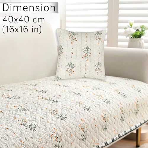 Image of HOKIPO Printed Cushion Cover 16x16 in, Light Green Ash Gypsy Flower