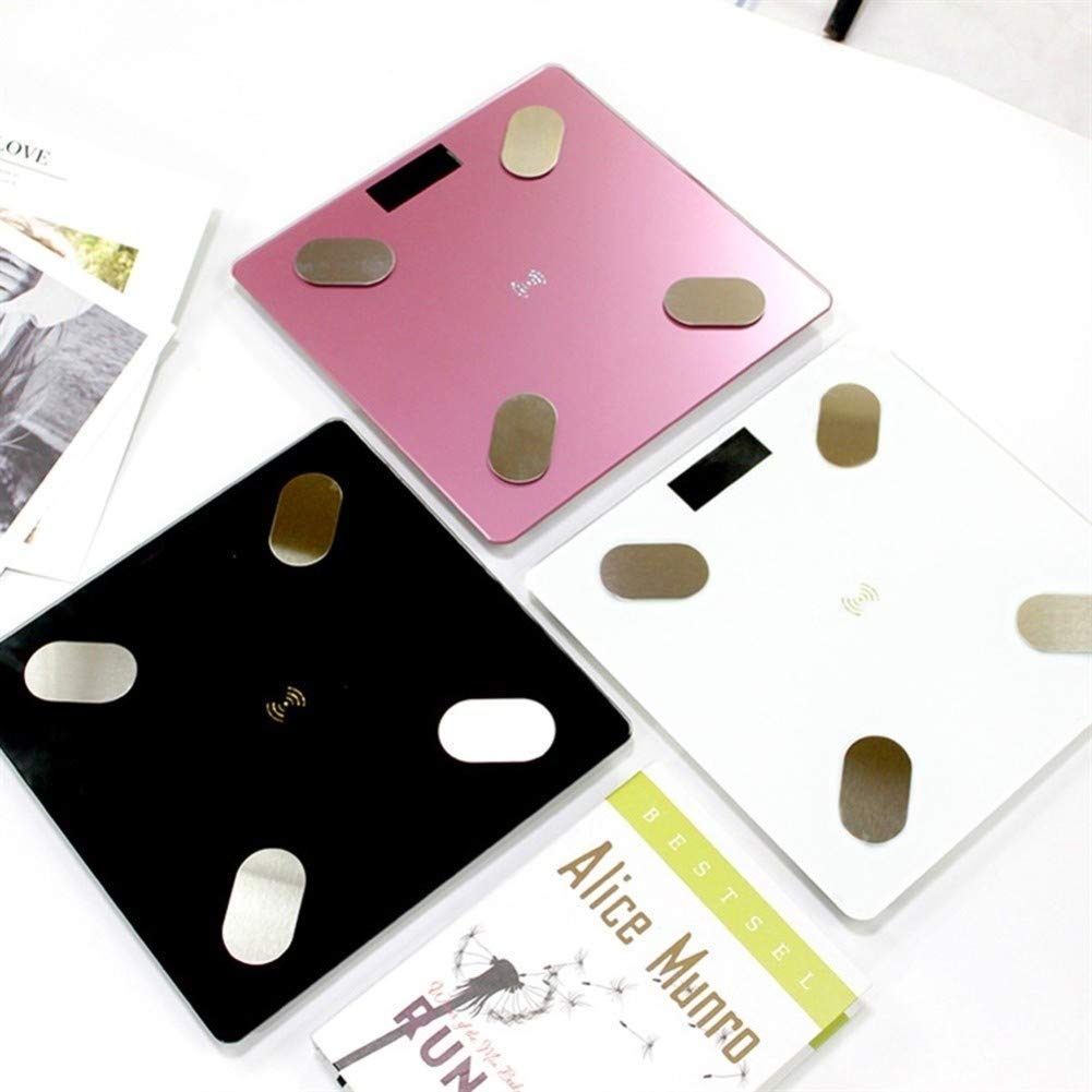 Balance de salle de bain professionnelle à affichage numérique Smart Scale Bluetooth, adaptée aux balances de salle de bain domestiques durables (couleur : blanc (USB)) (rose (pas de batterie))