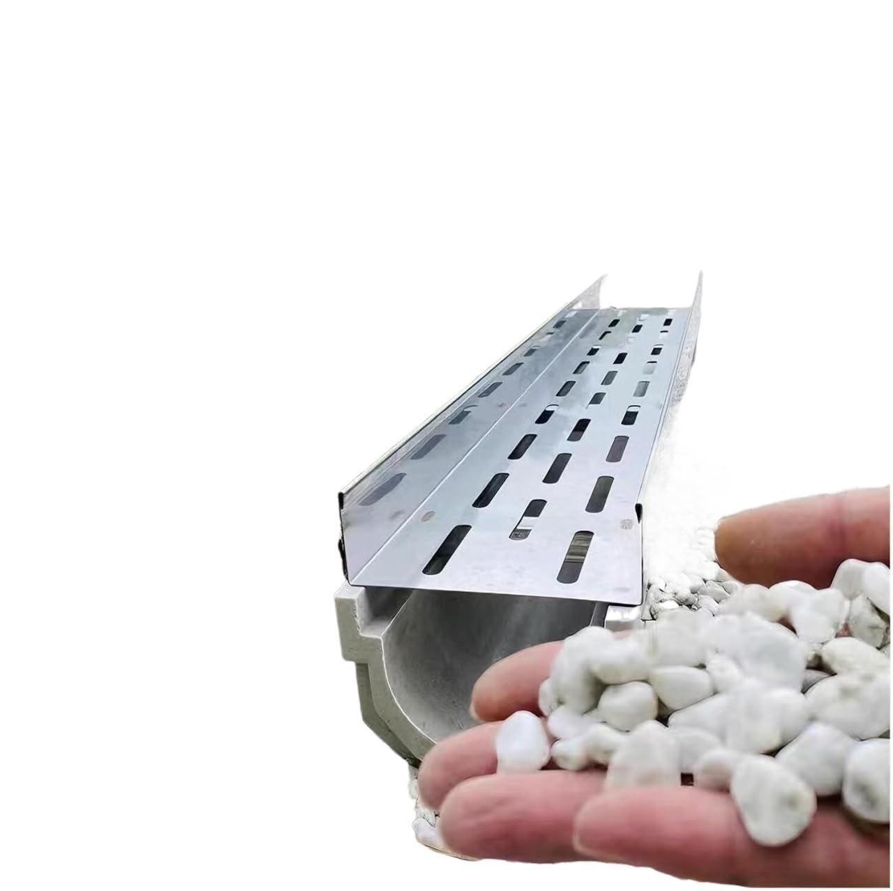 Heavy Duty Drainage Trench Set - SUS Channel Drain with Grate for Commercial and Residential Use(100x20x25cm)