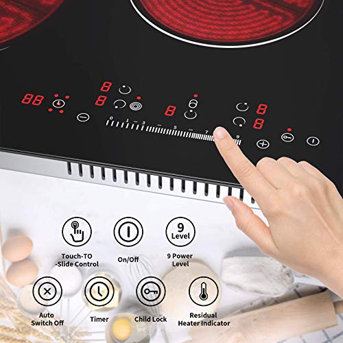Ingebouwde 5-zones keramische kookplaat, 77 cm elektrische keramische kookplaat met sensoraanraakbediening, timer en 9… - Image 5