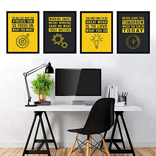 Image of Chaka Chaundh - Suitable office Quotes Frames- Motivational Quotes Frames, Posters, Multicolorcolour (34 X 27 X 4 Cm) - Set of 4, Acrylic( Wall Mount)