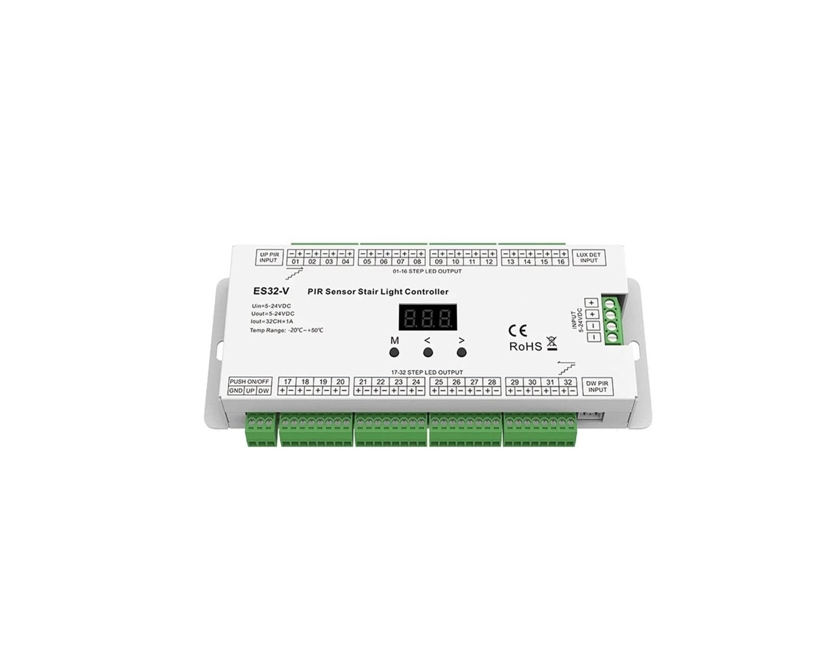 Kit Controlador De Luz De Escalera Con Sensor PIR SKYDANCE ES32-V, 6 Modos De Funcionamiento, 32 Canales De Salida, Control Infrarrojo, For Tira LED COB De Un Solo Color(ES32 V)