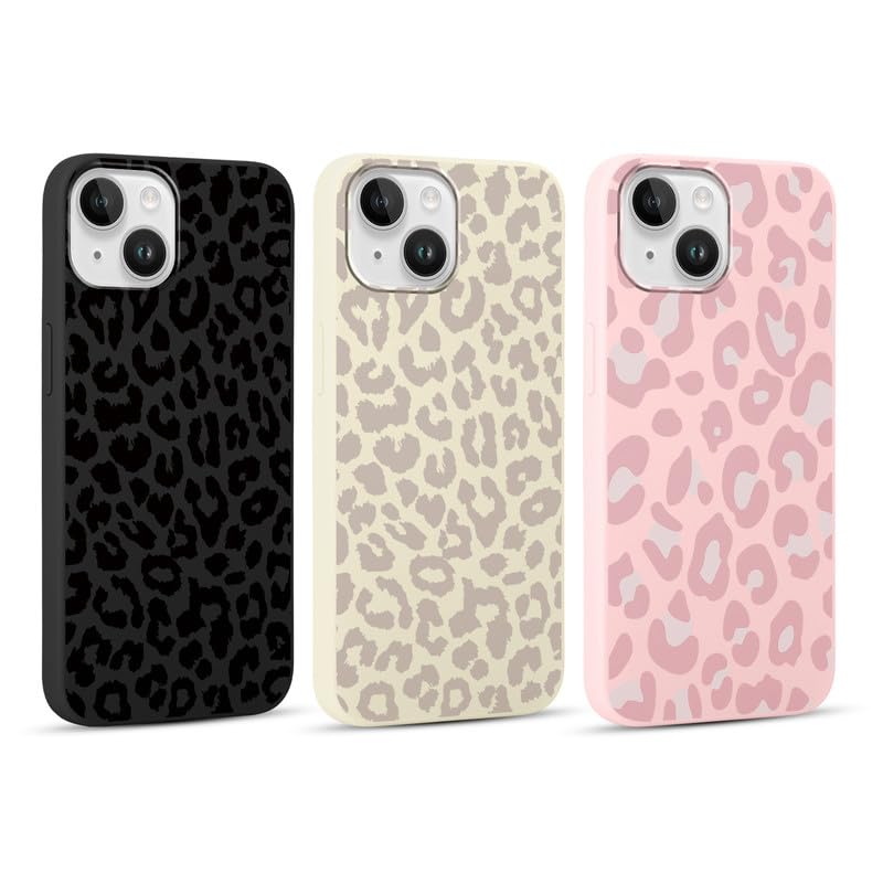 Yoedge 3 Pezzi Cover per iPhone 14 / iPhone 13 6,1', Ultra Sottile Leggero Morbida Silicone TPU Custodia Antiurto Antigraffio Protettiva Case con Stampa Leopardata Disegni per Donne per iPhone 13
