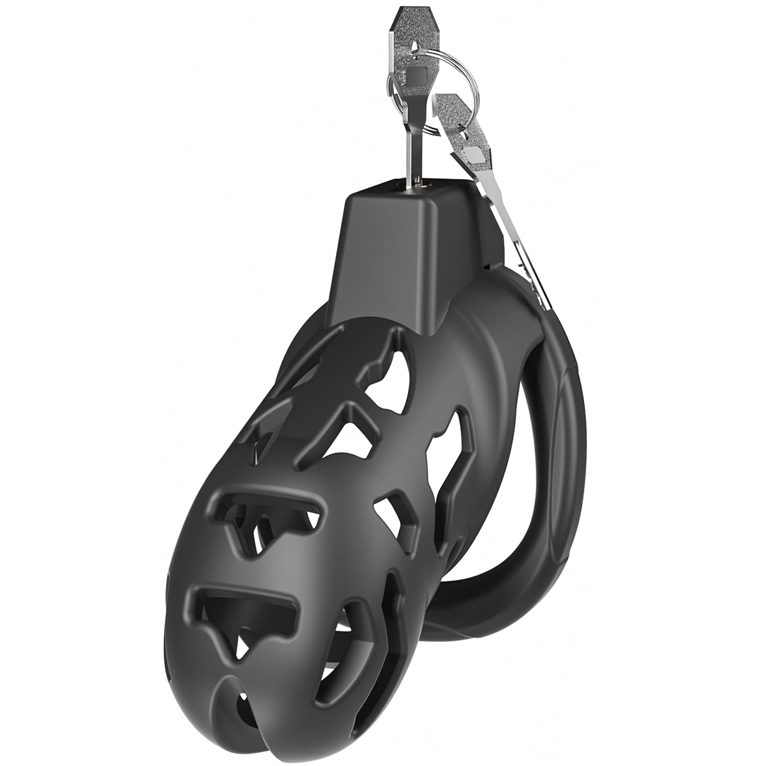 Vikkiy Male Chastity Cage, Chastity Devices with 5 Sizes Rings Black Large