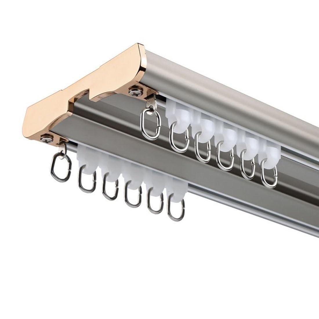 Double Curtain Track, Aluminum Ceiling Curtain Rail Track Heavy Duty Curtain Track Customizable, Suitable for Living Room Bathroom Bedroom Partition Ceiling Track Kit