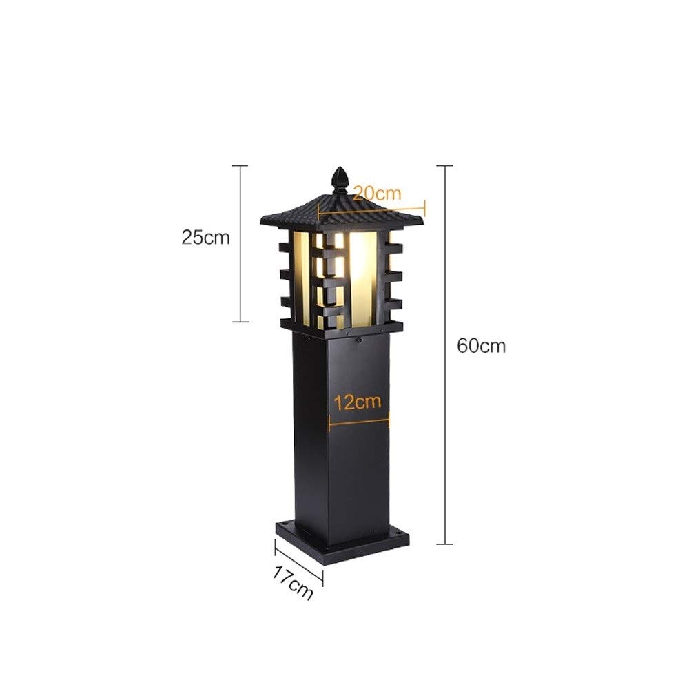 60 cm Kreatywna zabytkowa czarna latarnia ogrodowa aluminiowa szklana zewnętrzna wodoodporna ogrodowa lampa gruntowa rustykalna dekoracja krajobrazu,
