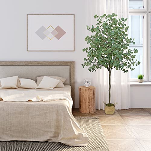 GTIDEA-6Ft-Faux-Trees-Indoor-Artificial-Eucalyptus-Tree-Fake-Tree-in-Pot-Fake-Plants-Indoor-Tall-Faux-Plants-for-Home-Decor-Living-Room-Office-Included-Woven-Basket-and-Dried-Moss