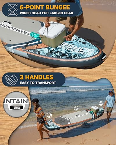 Image of 11'x34 Ultra Wide Inflatable Paddle Board, Stand Up Paddle Board &420lb Capacity for All Skill, Paddle Board for Yoga /Family, EVA Deck, US Fin, 100L Bag, High-Pressure Pump, Safety Leash