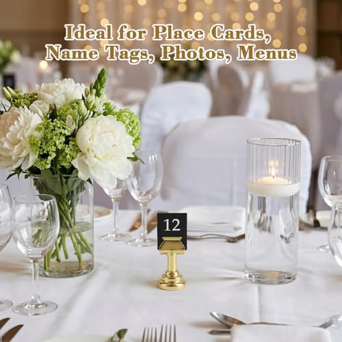 Image of Climberty Table Card Holder 4pcs with Rose Gold Finish, Compatible with Elegant Place Card, Name tag and Photo Display Stand for banquets Events and Dining Table Decoration setups use