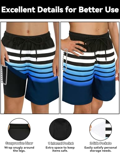 Olreco Boys Swim Trunks with Compression Liner Kids Bathing Suit Boys Board Shorts Quick Dry Teen Swimsuit Kids Swim Shorts2